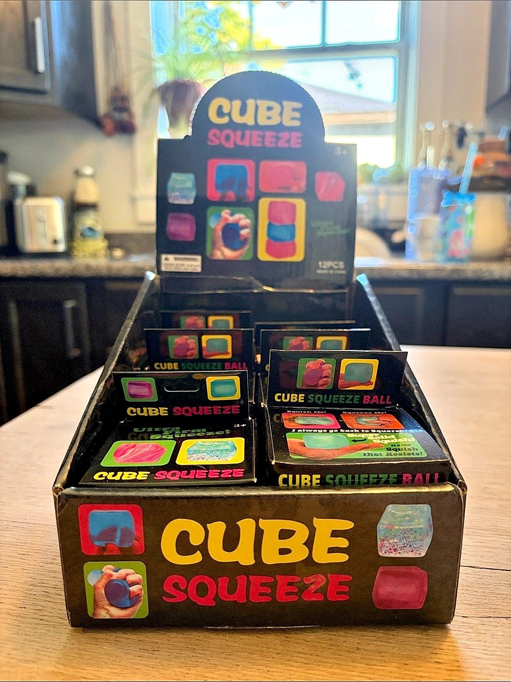 Cube Squeeze Cube Fidget Sugar Squish Toy Multicolor NWT
